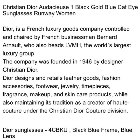 AUTHENTIC 🆕DIOR* AUDACIEUSE1 BLACK GOLD BLUE SUNGLASSES BUNDLE - Picture 6 of 13